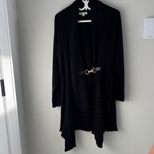 Elegant Black Cardigan with Buckle by [Brand]